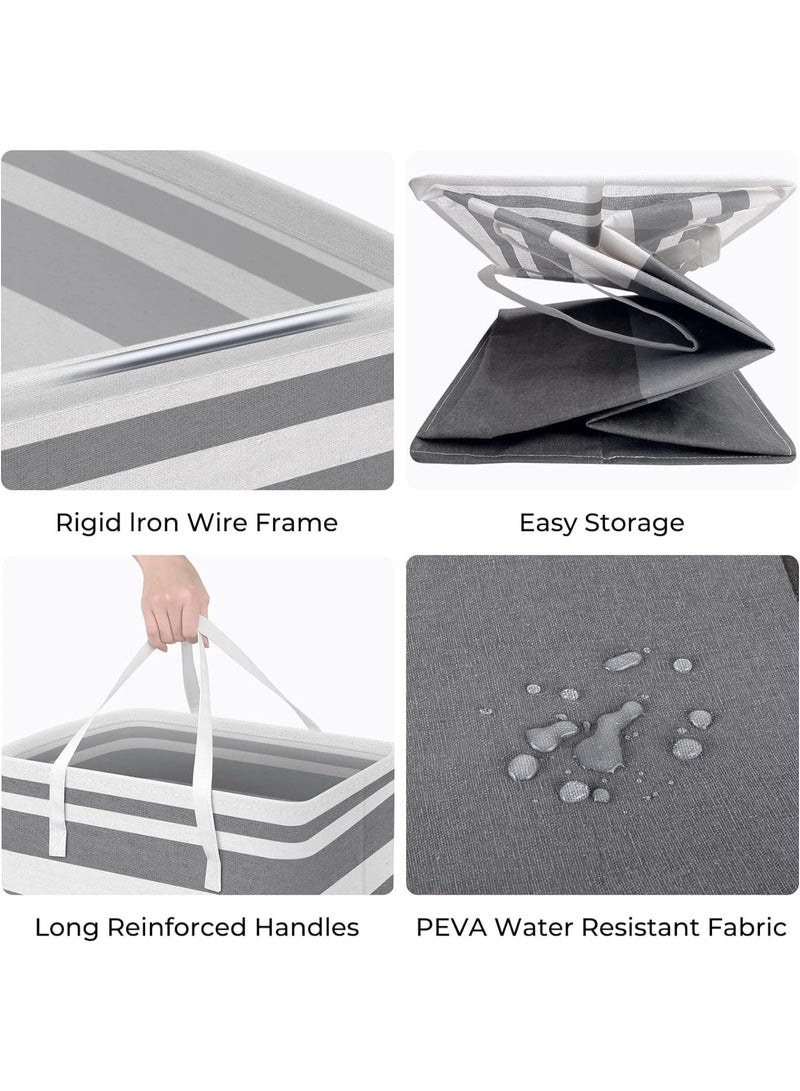 Beauenty Freestanding Laundry Basket, Collapsible Basket, with Extended Handles, Dormitory & Family Toys (Grey2pcs75L) - Image 3