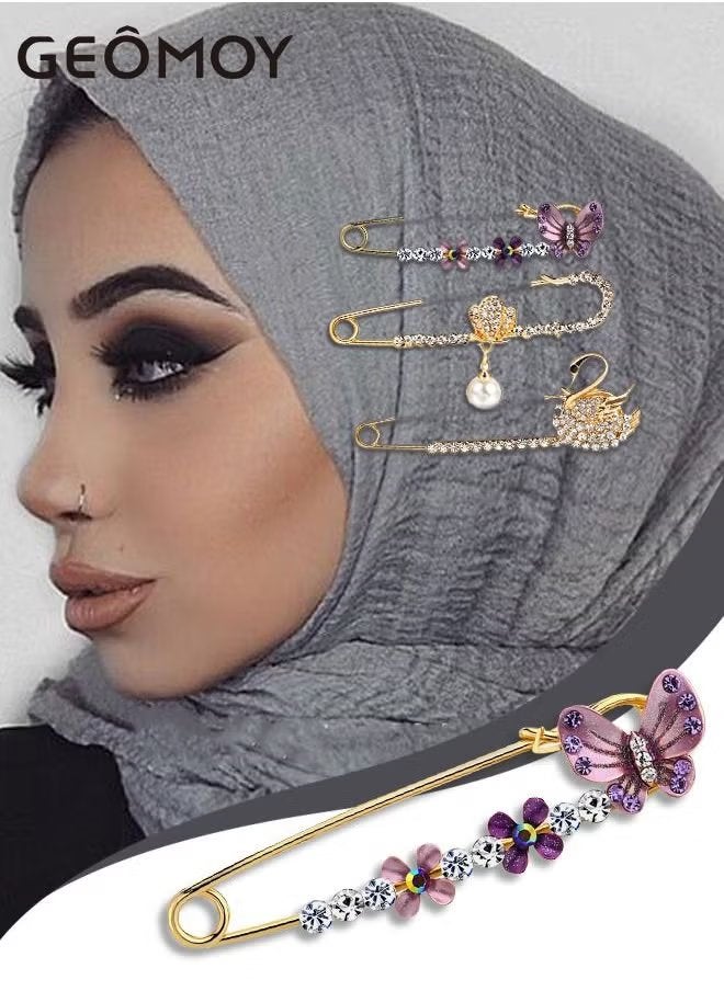 جيموي ثلاث قطع من بروش الأزياء النسائية ملاقط مستخدمة للشال واللفاع والسترة زينات اصطناعية للنساء - Image 1