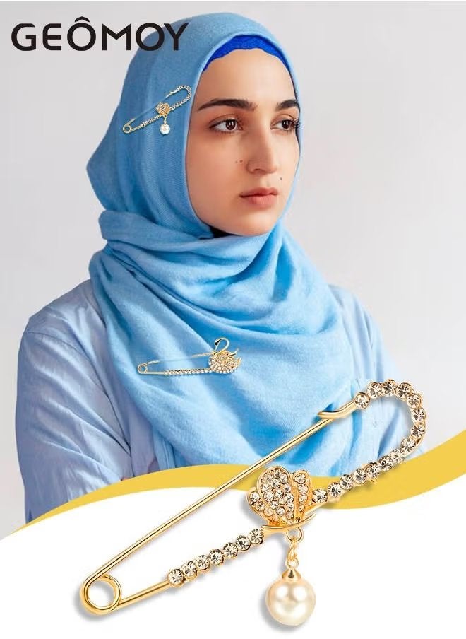 جيموي ثلاث قطع من بروش الأزياء النسائية ملاقط مستخدمة للشال واللفاع والسترة زينات اصطناعية للنساء - Image 3