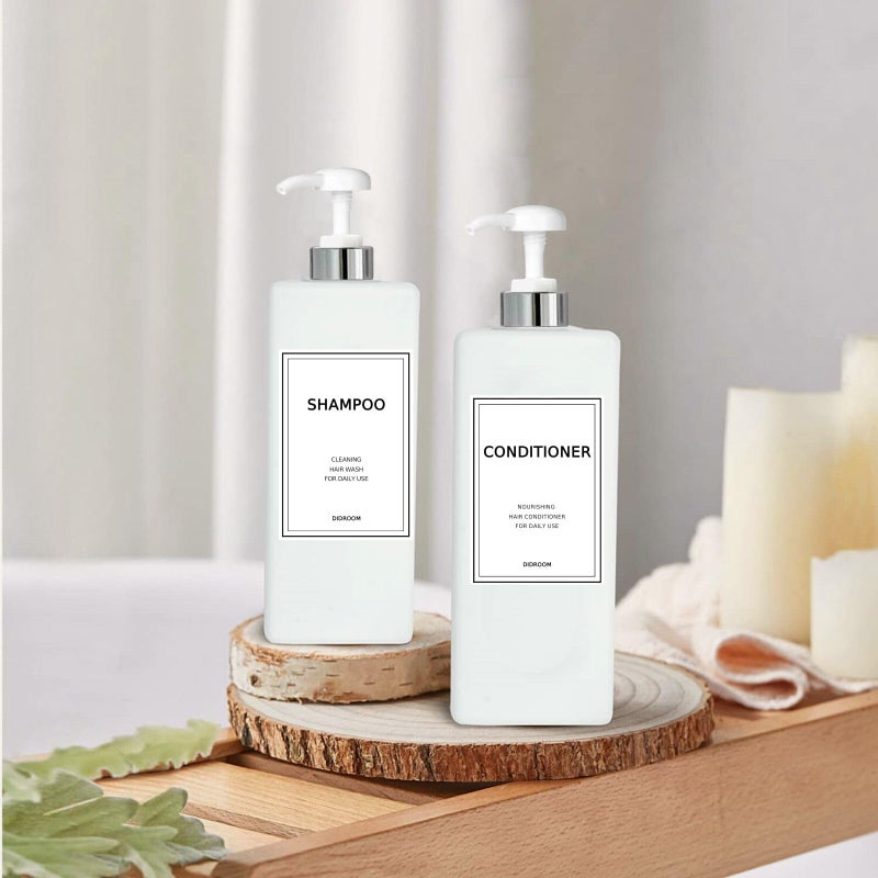DIDROOM Modern Silver Shampoo and Conditioner Dispenser (21 oz, Pack of 3) Refillable Pump Bottle Set Empty Shower Plastic Bottles with Pump for Bathroom Body Wash Soap and Shower - Image 5