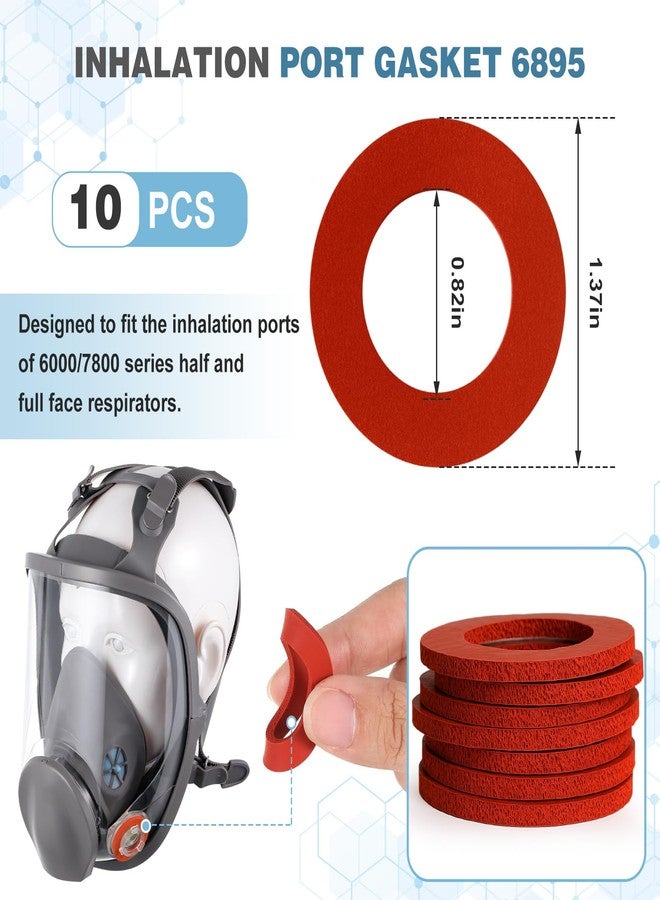 كينغدير قطع غيار قناع التنفس Kingdder 30 قطعة نصف وكامل الوجه متوافقة مع حشية منفذ الاستنشاق من سلسلة 6000 6895 وصمام الاستنشاق 6893 وصمام الاستبدال 6889، كل منها 10 قطع - Image 2