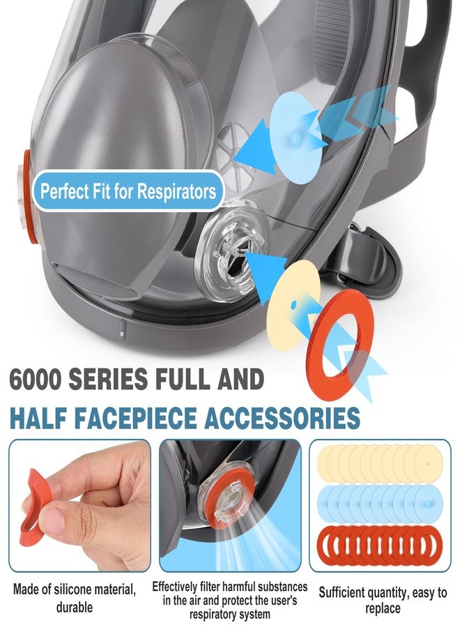 كينغدير قطع غيار قناع التنفس Kingdder 30 قطعة نصف وكامل الوجه متوافقة مع حشية منفذ الاستنشاق من سلسلة 6000 6895 وصمام الاستنشاق 6893 وصمام الاستبدال 6889، كل منها 10 قطع - Image 5
