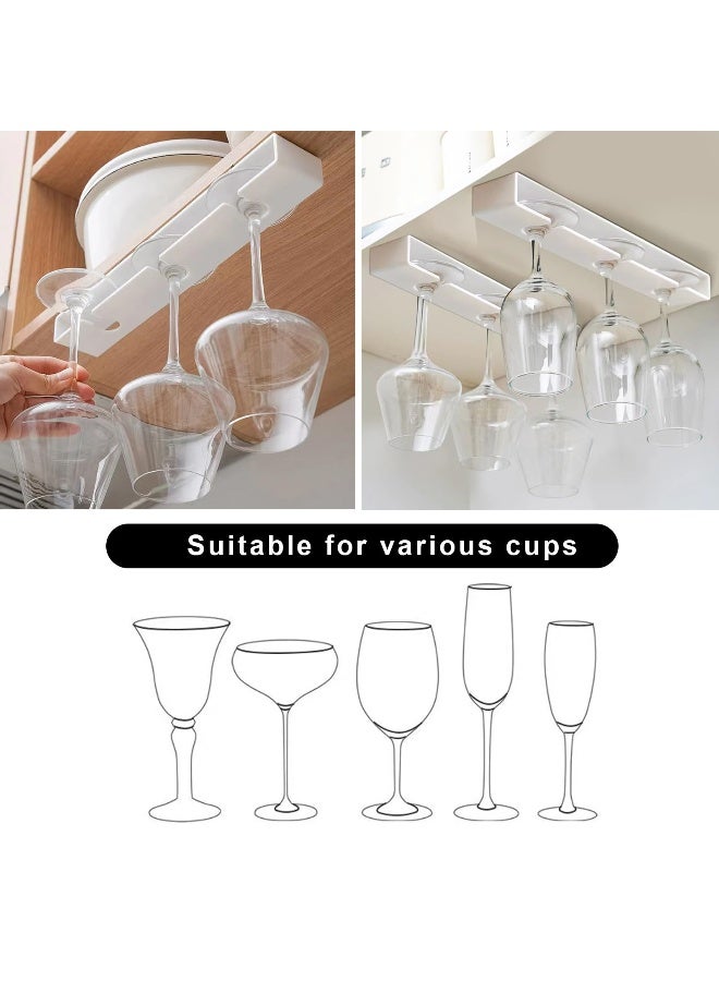 AQJUNONG Wine Glass Holder ， 2 Pack Wine Glass Rack, No Drilling Wine Glass Holder Under Cabinet, Hanging Stemware Rack Organizer Hanger for Bar and Kitchen Cabinet（Classic White） - Image 5