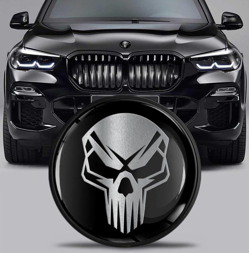 SkinoEu شعار تعديل جمجمة فضية سوداء من SkinoEu لسيارات BMW - Image 1