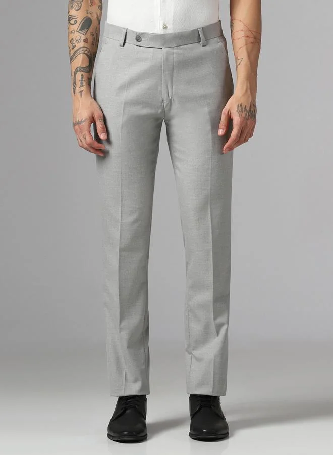 Take Two Men Grey Stretchable Formal Trousers