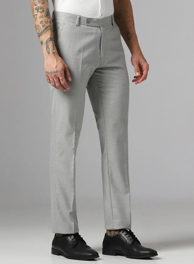 Take Two Men Grey Stretchable Formal Trousers