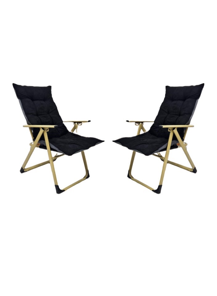 سمارت هوم طقم كراسي إسترخاء يتكون من كرسيان ، كرسي قابل للطي، كرسي نزهة، كرسي رياضي، كرسي خارجي وكرسي حديقة 105x55x55 سم يتحمل حتى وزن ٢٠٠ كجم - Image 4