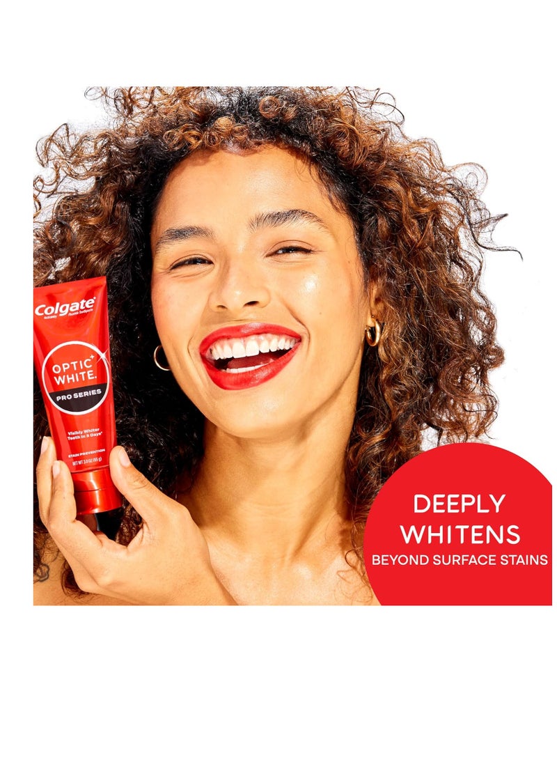 Colgate Optic White Pro Series Whitening Toothpaste with 5% Hydrogen Peroxide, Stain Prevention, 3 oz Tube, 2 Pack