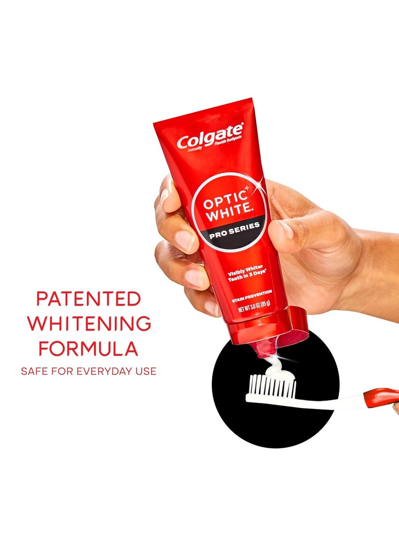 Colgate Optic White Pro Series Whitening Toothpaste with 5% Hydrogen Peroxide, Stain Prevention, 3 oz Tube, 2 Pack
