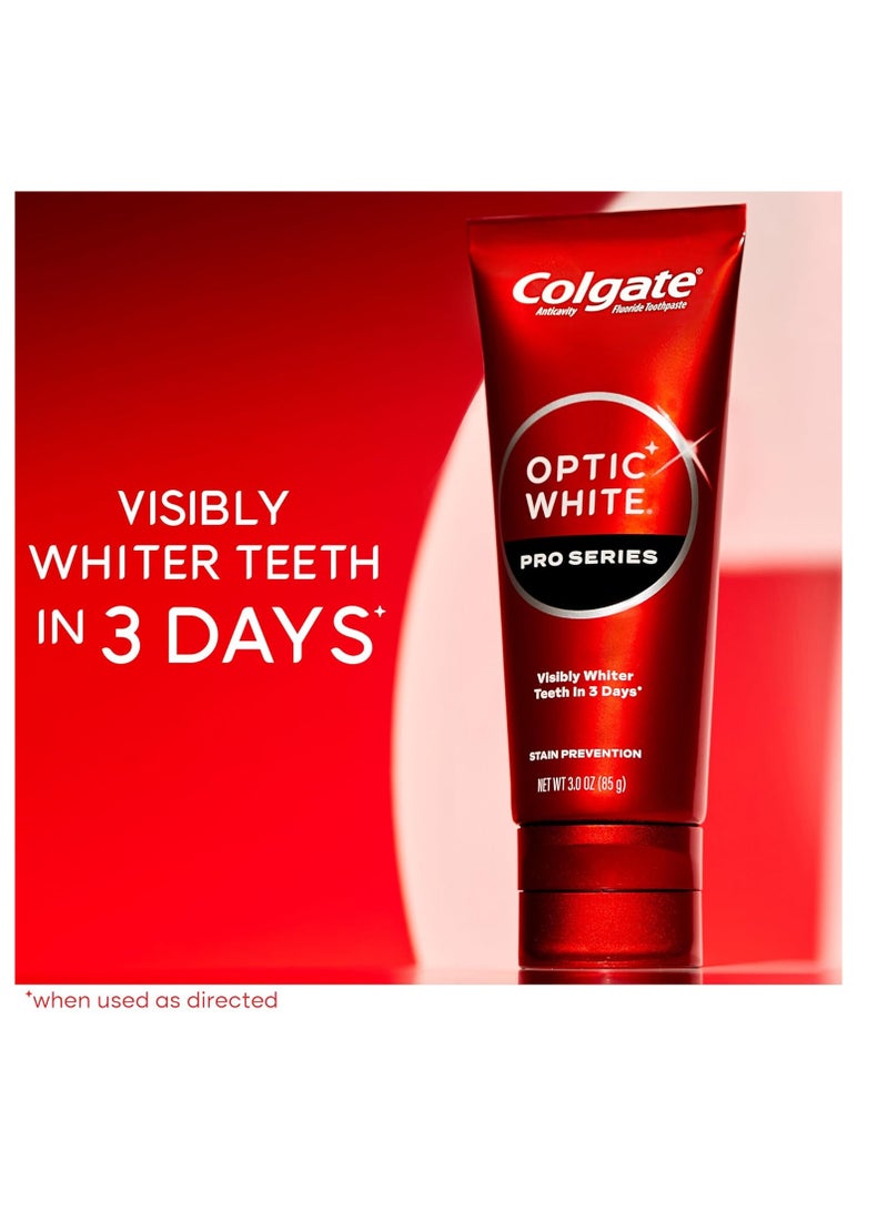 Colgate Optic White Pro Series Whitening Toothpaste with 5% Hydrogen Peroxide, Stain Prevention, 3 oz Tube, 2 Pack