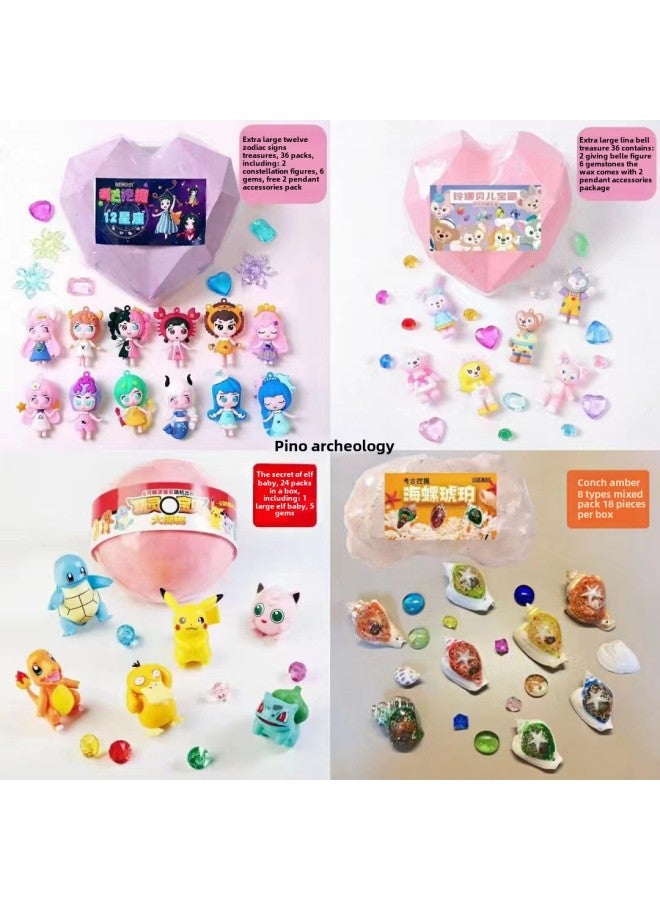 Pinot Archaeological Digging Toy Strawberry Bear Beautiful Girl Astronaut Amber Archaeological Digging Bracelet Necklace-Color:Pino Site Dunhuang Mural  - Image 5