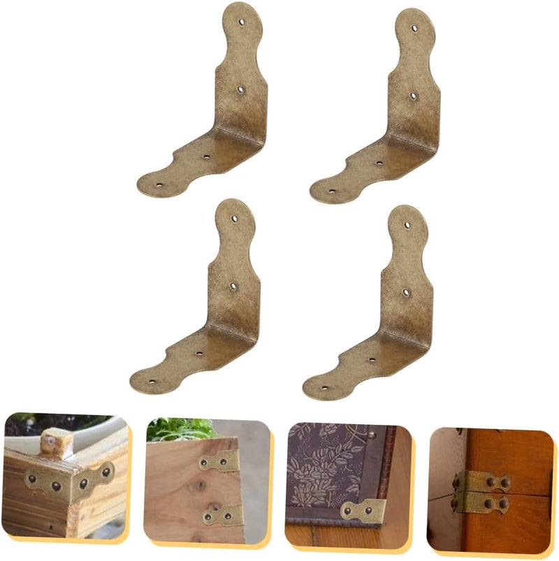 POPETPOP 4Pcs Antique Edges Guard Corner Protector Durable Corner Edges Safety Guard for Furniture Easy Installation with Reserved Screw for Vintage Decor - Image 4