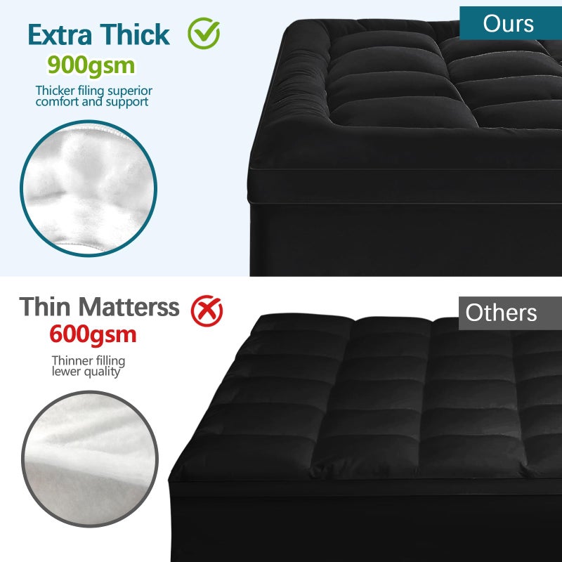 CYMULA Mattress Topper Queen Size - Extra Thick Cooling Mattress Pad Cover for Back Pain - Soft Mattress Protector Firm Bed Topper Pillow Top with 8-21 Inch Deep Pocket 3D Snow Down Alternative Fill - Image 2