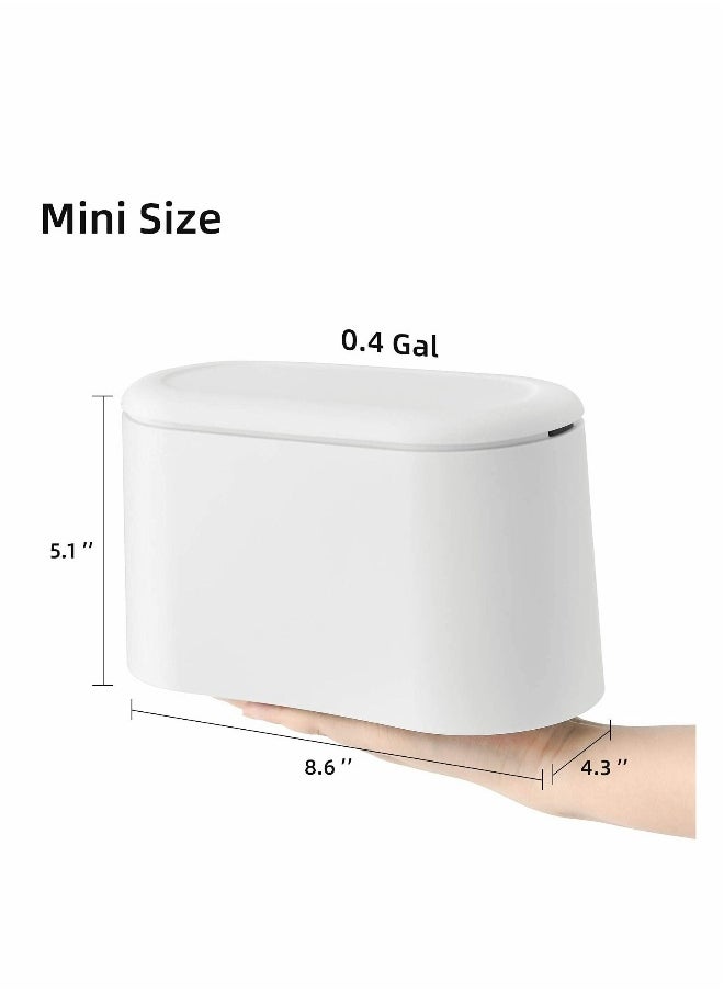 Generic Mini Trash Can, Desktop Wastebasket with Lid, Pop-Up Cover Press Storage Box Double-layer Paper Basket Storage Bucket, for Table Desktop Office Kitchen, Simple and Versatile, Round, No Sharp Corners  - Image 3