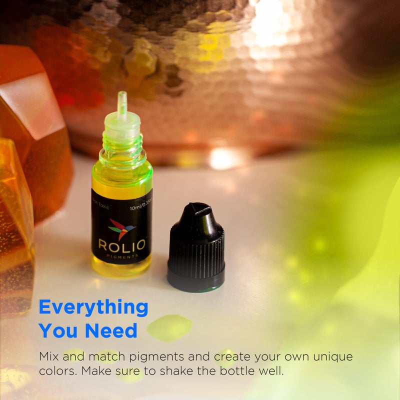 Rolio Pigments Resin Liquid Pigment Transparent Colors - 24 Vibrant Colors for Epoxy Resin, 3D Printer, Jewelry Making, Paint, Art Works, DIY Crafts - 0.33 oz/10 ml Each - Image 3
