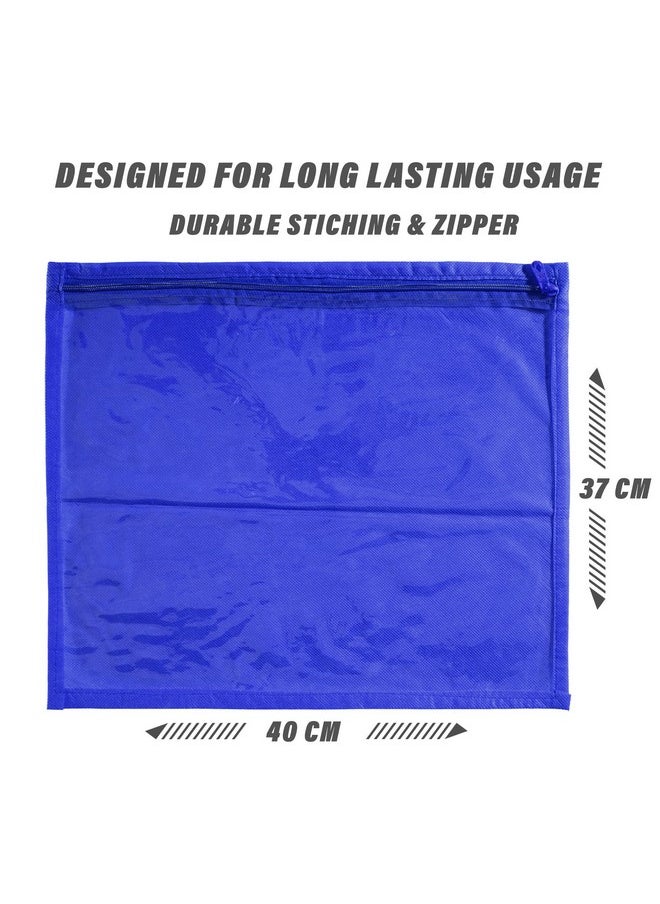Kuber Industries Kuber Industries Foldable saree covers with Zip| Single Saree Storage Bags |Clothes Organiser for wardrobe |Transparent Top With Premium Zipper|Pack of 12 (Blue)  - Image 3