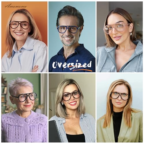 AMOMOMA 3 Pack Retro Aviator Reading Glasses for Women Men,Classic Large Oversized Reader Blue Light Computer Frame AM6111 C1+C2+C4 1.5X - Image 2