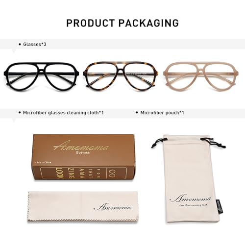 AMOMOMA 3 Pack Retro Aviator Reading Glasses for Women Men,Classic Large Oversized Reader Blue Light Computer Frame AM6111 C1+C2+C4 1.5X - Image 5
