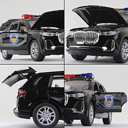 TONIRY 1:32 Scale Exclusive Alloy Metal Pull Back Die-cast Car Scale Model with Sound Light Mini Auto Toy for Kids Metal Model Toy Car with Sound and Light [New Version] (X7 Police - Multicolor) - Image 2