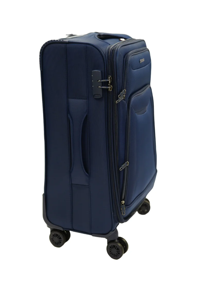 GIORDANO GIORDANO Casablanca Series Check-In Medium Suitcase Navy Blue, Soft Nylon Lightweight Durable Expandable 4 Wheels Luggage Trolley Bag 24" With Secure 3 Digit Number Lock.