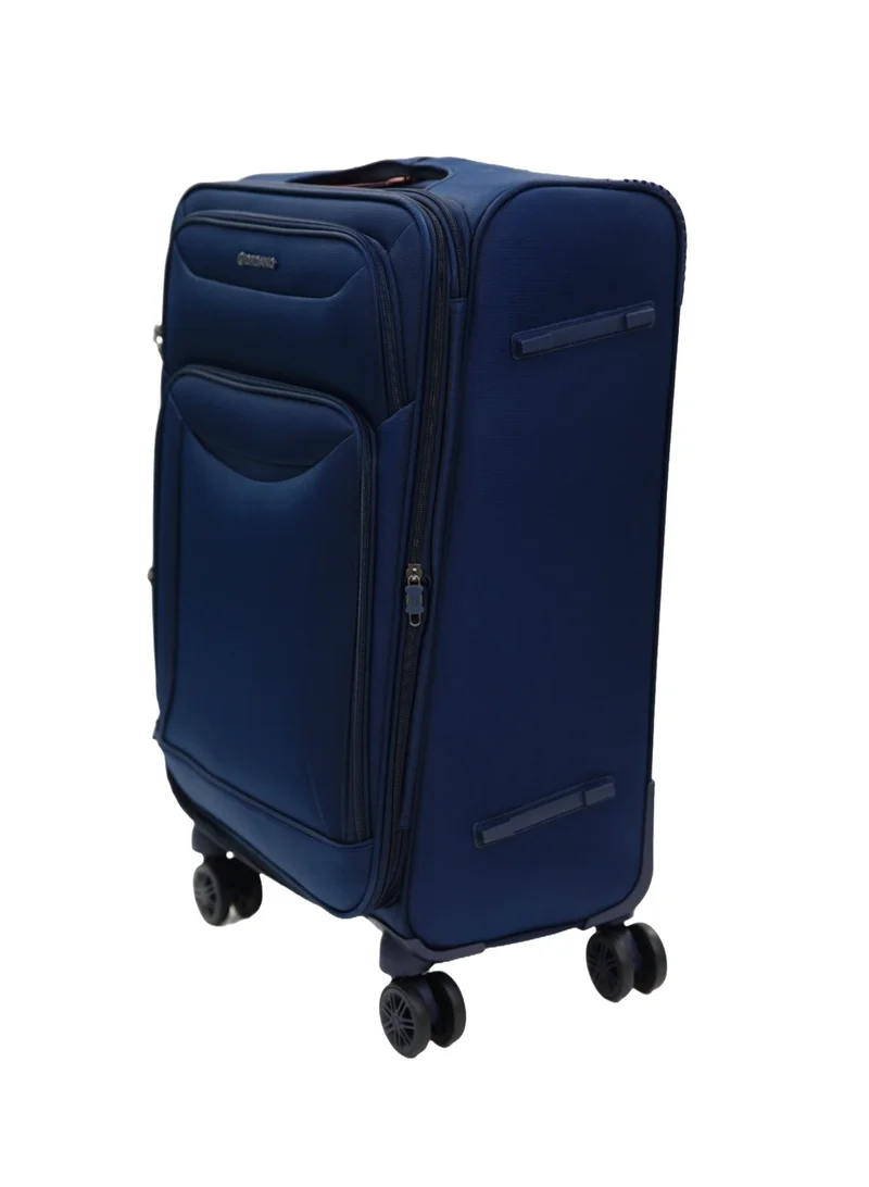 GIORDANO GIORDANO Casablanca Series Check-In Medium Suitcase Navy Blue, Soft Nylon Lightweight Durable Expandable 4 Wheels Luggage Trolley Bag 24" With Secure 3 Digit Number Lock.