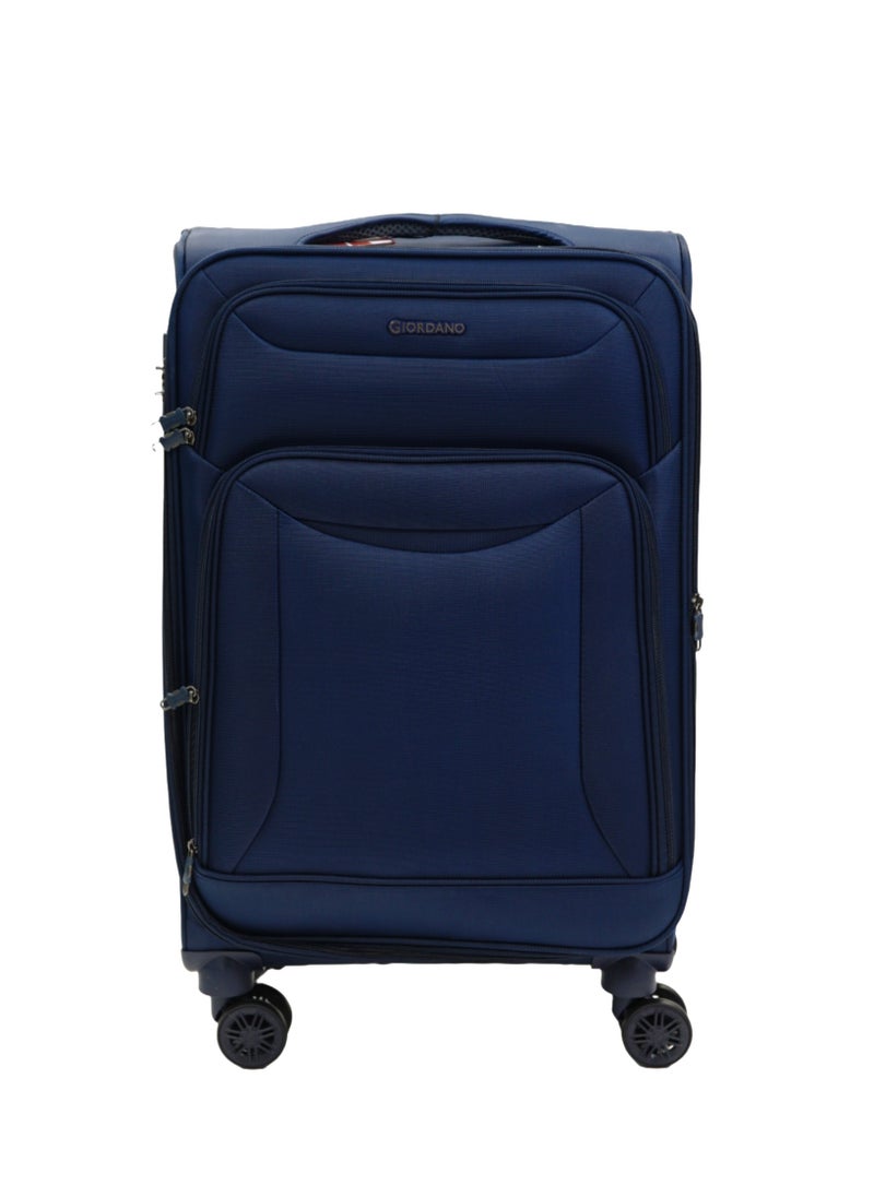 GIORDANO GIORDANO Casablanca Series Check-In Medium Suitcase Navy Blue, Soft Nylon Lightweight Durable Expandable 4 Wheels Luggage Trolley Bag 24" With Secure 3 Digit Number Lock.  - Image 1