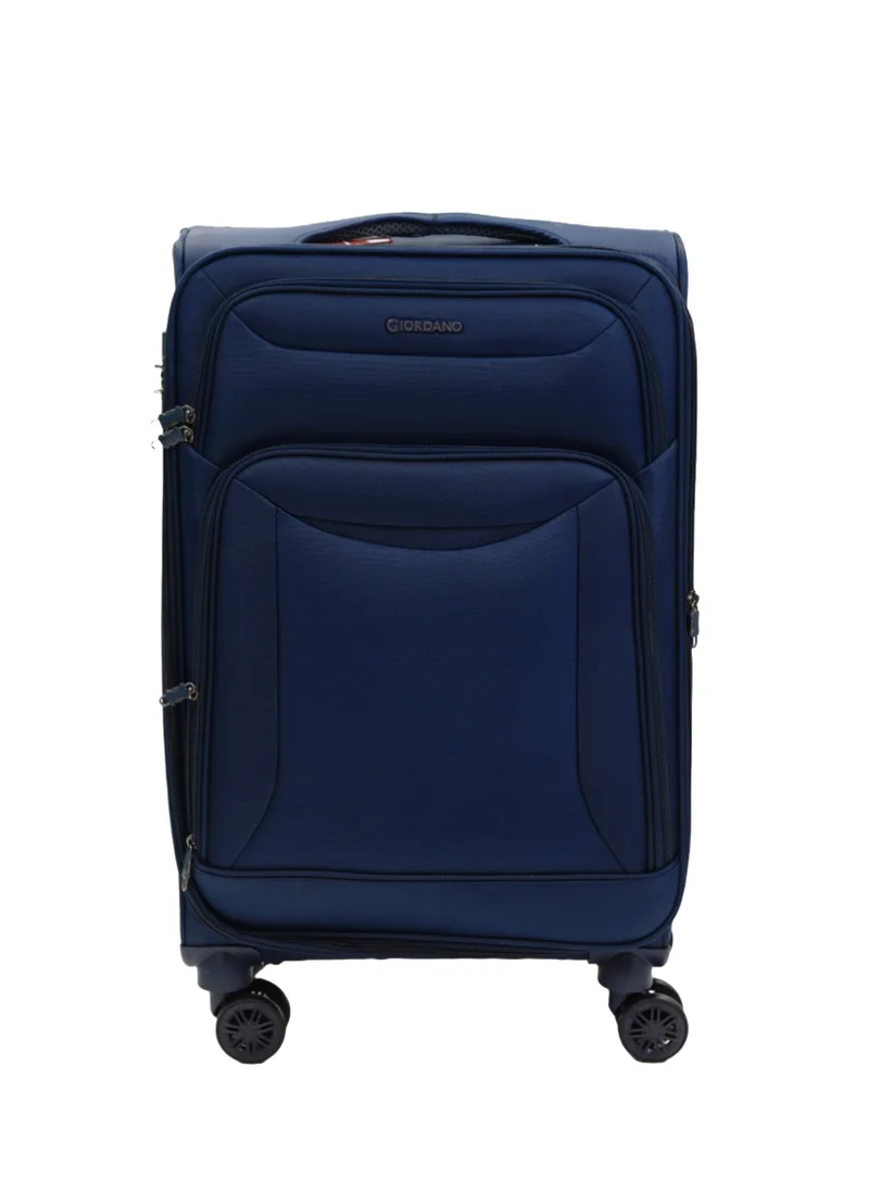 GIORDANO GIORDANO Casablanca Series Check-In Medium Suitcase Navy Blue, Soft Nylon Lightweight Durable Expandable 4 Wheels Luggage Trolley Bag 24" With Secure 3 Digit Number Lock.