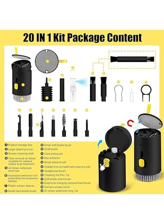 مجموعة تنظيف متعددة الوظائف 20 في 1 للاجهزة الالكترونية، فرشاة تنظيف لوحة المفاتيح، مجموعة تنظيف سماعات الايربودز، اداة متعددة لتنظيف اللابتوب والكيبورد وسماعات الاذن والكاميرا والجوالات - Image 3