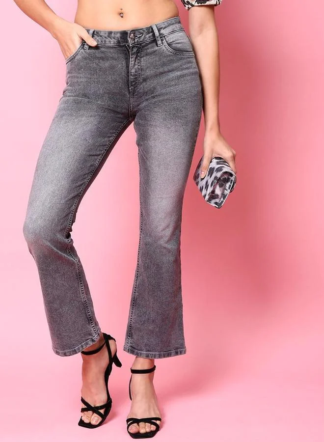 Freehand Freehand Women Grey Mid Rise Bootcut Fit Faded Jeans