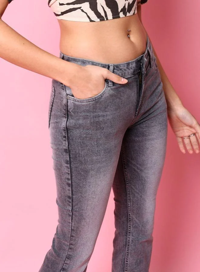 Freehand  Freehand Women Grey Mid Rise Bootcut Fit Faded Jeans for Women | Best Price UAE