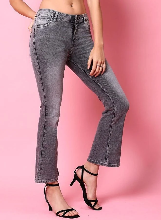 Freehand Freehand Women Grey Mid Rise Bootcut Fit Faded Jeans