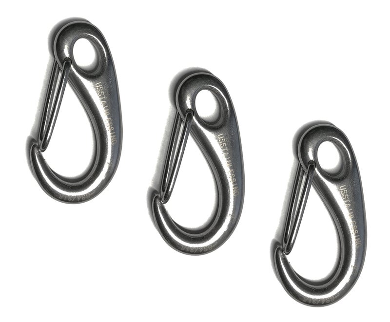 US Stainless 3 Pieces Stainless Steel 316 Spring Snap Lobster Claw 2" Marine Grade - Image 1