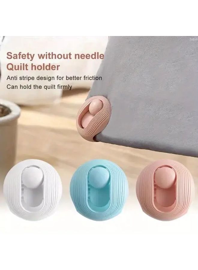Blue 4pcs Bed Sheet Fixing Clips Needle Free Non Slip Multipurpose Fasteners - Image 1