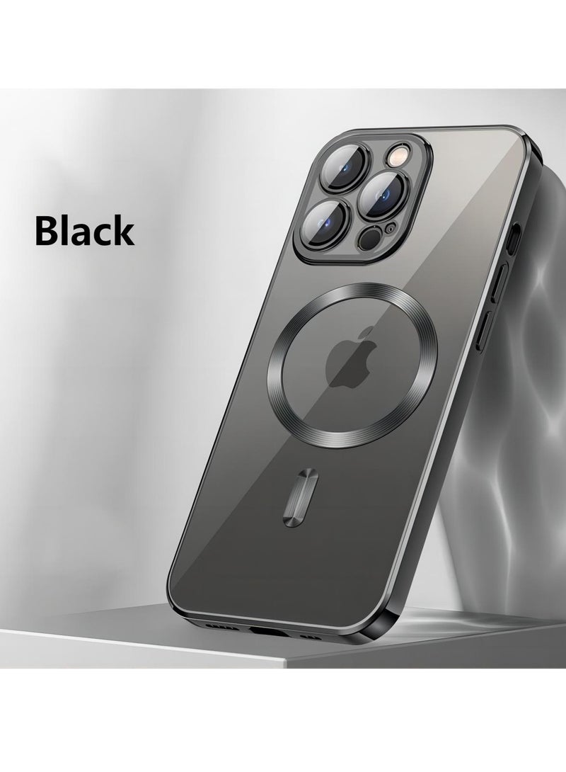 Bobo iPhone 16 Pro Max Magnetic Case Support MagSafe Charger Wireless Anti-Scratch Shockproof Clear Four Corner Cushion Screen Protector Anti-Dropping Full Body Protection Cover Black Titanium - Image 5