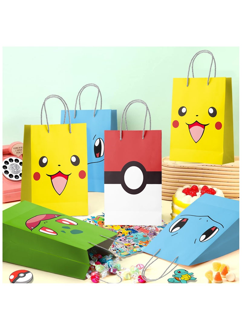 بوكيمون هدايا حفلة عيد ميلاد بيكاتشو لـ 12 ضيفًا، 110 قطعة مجموعة هدايا عيد ميلاد بيكاتشو الكل في واحد - حقائب بوكيمون للحفلات وملصقات وسلاسل مفاتيح وختم وشارات وأشرطة صفع - Image 5