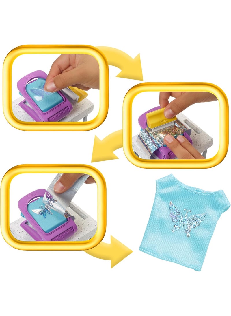 Barbie Make & Sell Boutique Playset with Brunette Doll, Foil Design Tools, Clothes & Accessories - Image 3