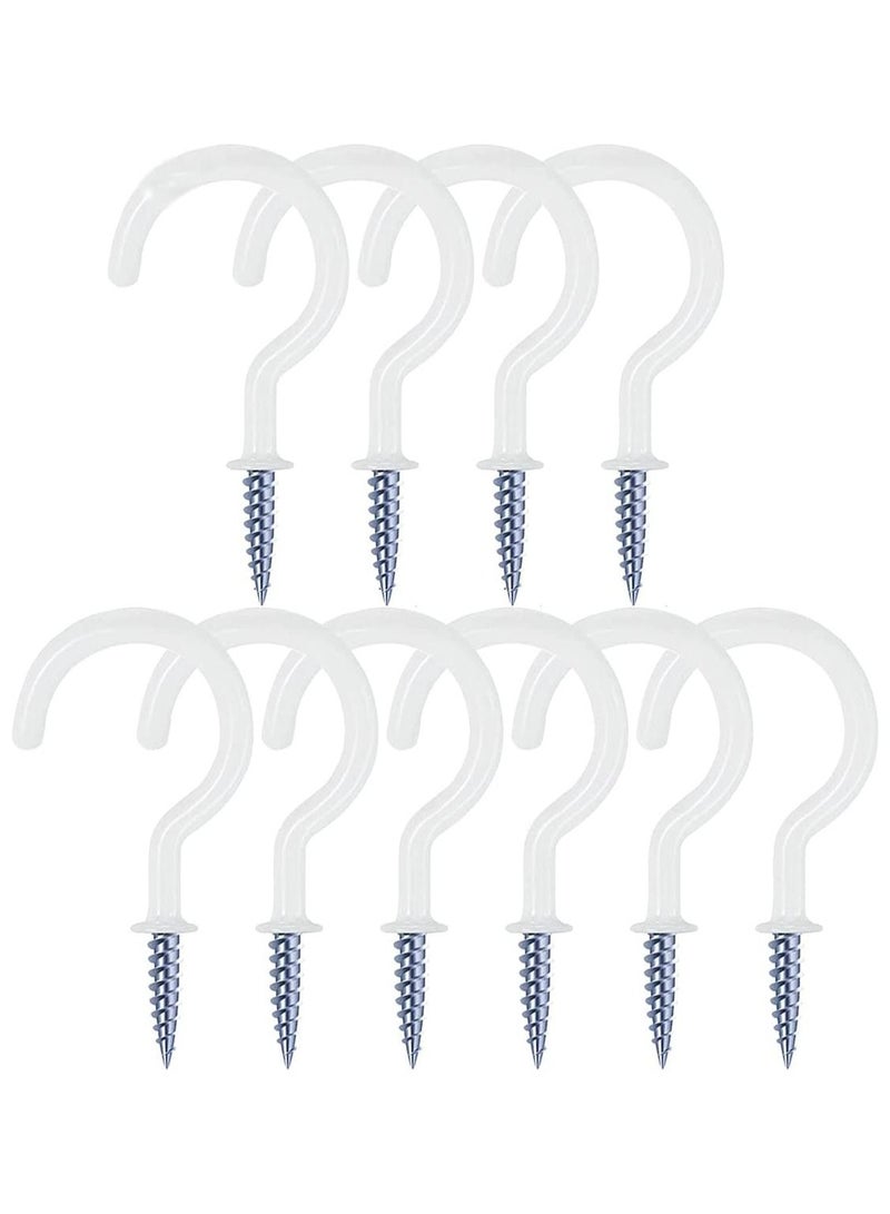 Ceiling Hooks, 10 Pcs 2.9 Inch Vinyl Coated Planter Hanging Hooks Ceiling Cup Hooks for Hanging Plants, Mugs, Wind Chimes, Utensils, Indoor and Outdoor Use - Image 1