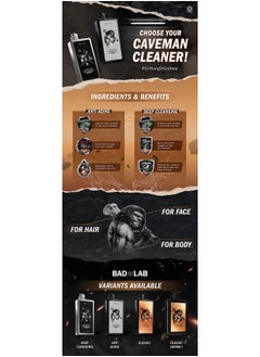 Deep Cleansing 3-In-1 Caveman Cleaner For Face, Body & Hair | Men'S Shower Gel Infused With Charcoal & Tiger Grass Extract For Collagen Production, Dirt-Trapping And Odour Control | 400Ml - pzsku/Z430E5B48CB3D9604DCCCZ/45/_/1735816944/a2a591f8-b076-4d93-adf4-df023addb616