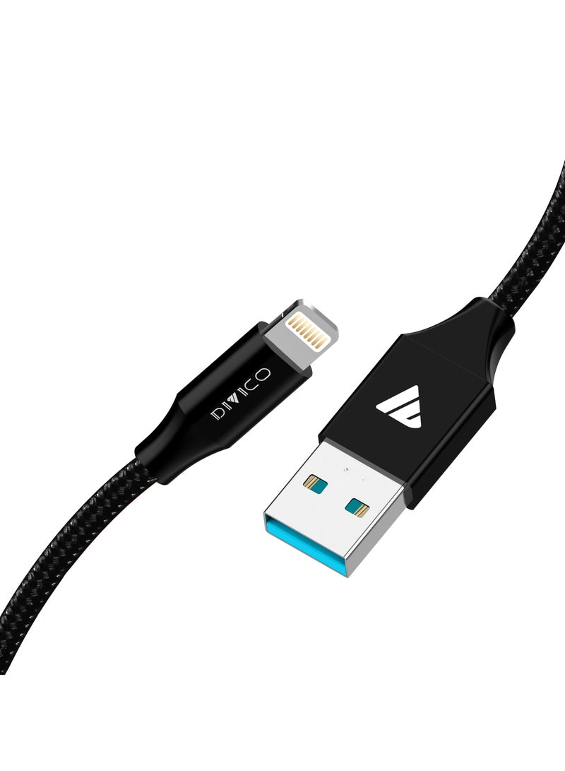 DIVICO iPhone Charger Cable 1M Nylon braided Lightning Cable iPhone Cable USB A to Lightning Cable for iPhone 14/14 Pro/14 Plus/14 Pro Max, iPhone 13-8 All Series-Black - Image 2