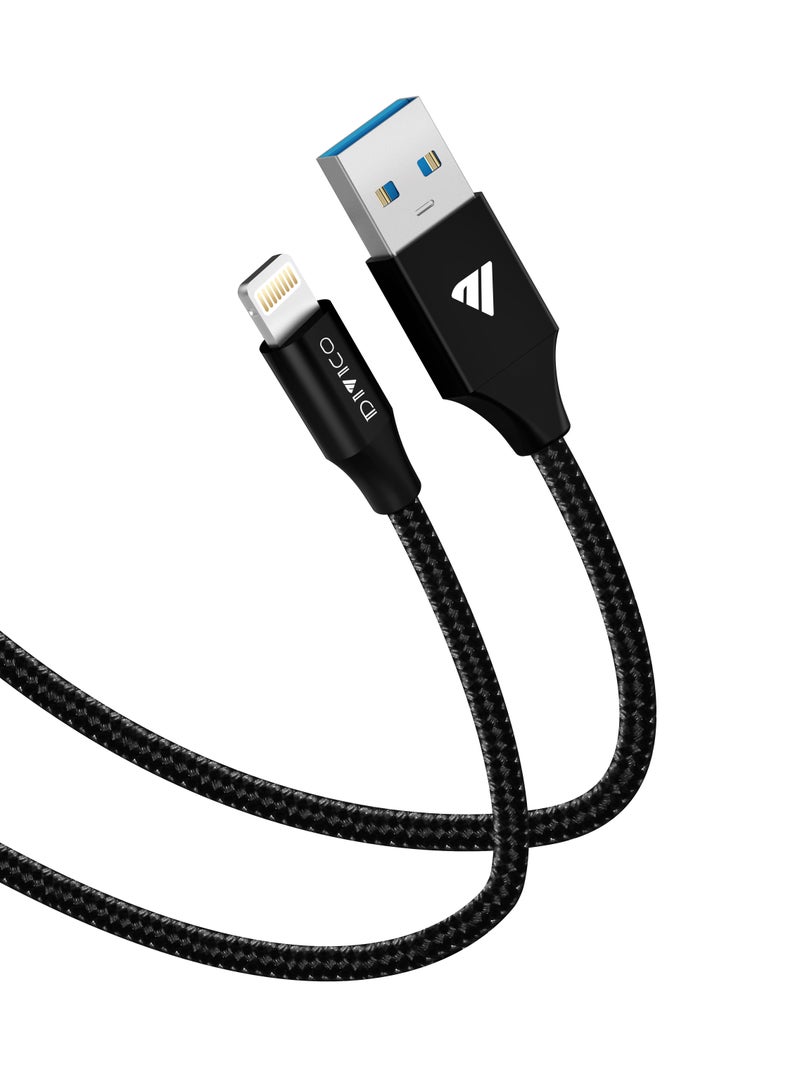 DIVICO iPhone Charger Cable 1M Nylon braided Lightning Cable iPhone Cable USB A to Lightning Cable for iPhone 14/14 Pro/14 Plus/14 Pro Max, iPhone 13-8 All Series-Black - Image 3