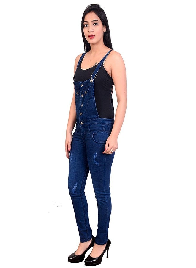 Malvina Girl's Denim Blue Dungaree (Blue, 34) - Image 1