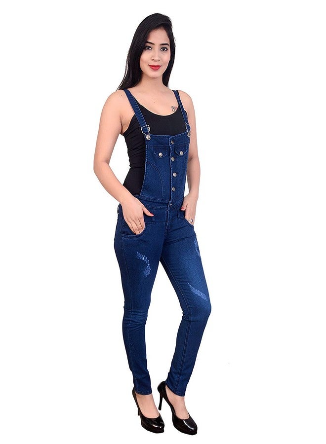 Malvina Girl's Denim Blue Dungaree (Blue, 34) - Image 3