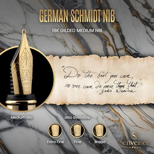 Scriveiner Chrome Fountain Pen – Stunning Award-Winning Luxury Pen, Schmidt Nib (Medium), Best Pen Gift Set for Men & Women, Professional, Executive, Office, Nice Pens - Image 5