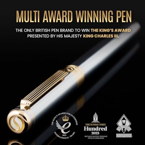 Scriveiner Chrome Fountain Pen – Stunning Award-Winning Luxury Pen, Schmidt Nib (Medium), Best Pen Gift Set for Men & Women, Professional, Executive, Office, Nice Pens - Image 2