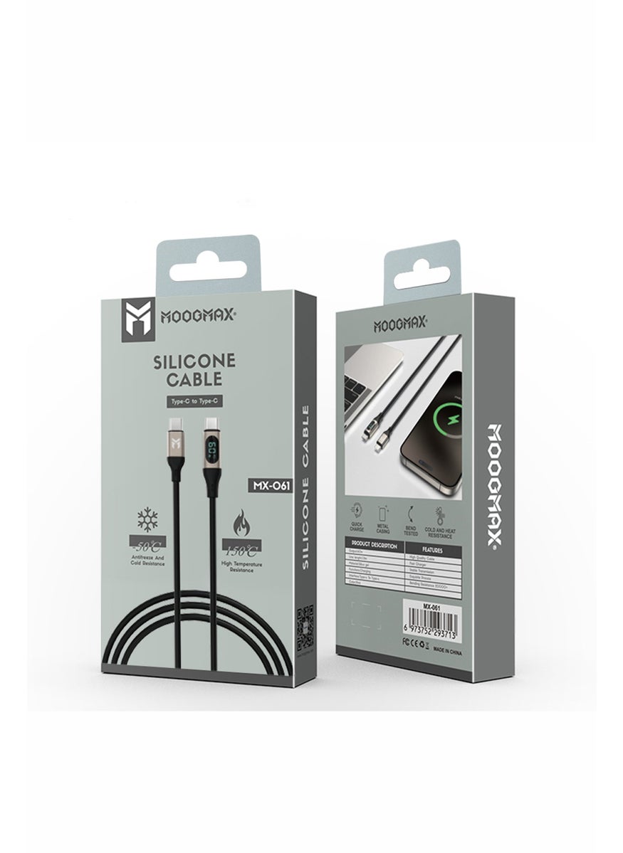 MOOGMAX MX061 1 Meter Type C Charging Rubber Cable, Black  - Image 1