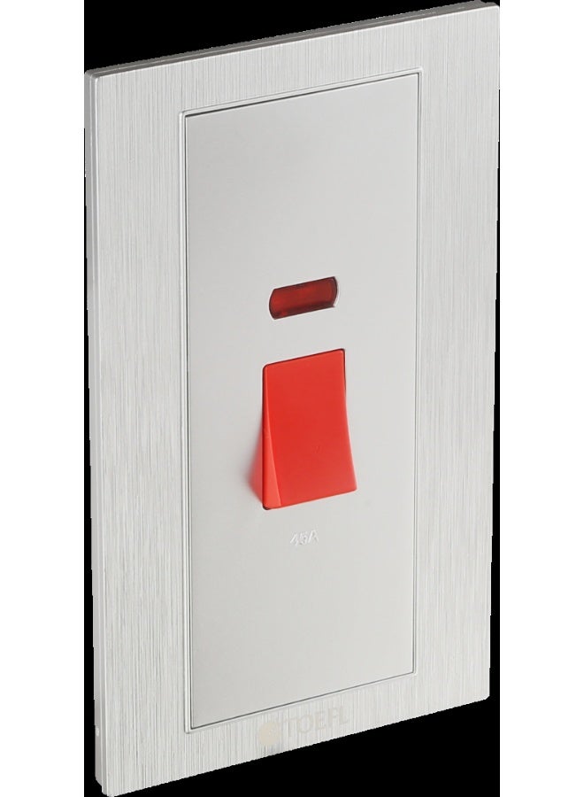 TOEFL Rectangular air conditioner switch, 45 amp, red snap, silver color, TOEFL - Image 1