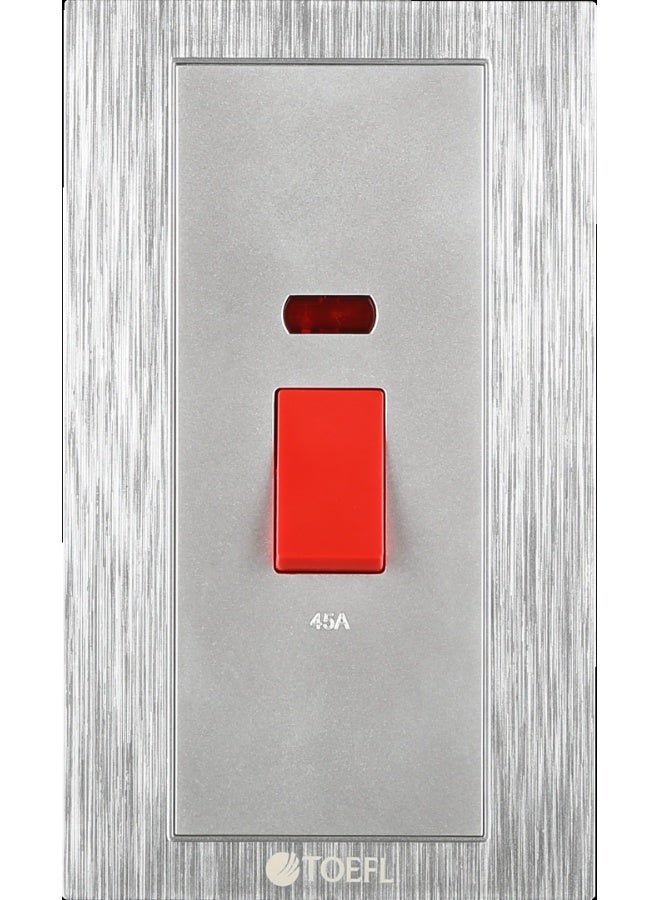 TOEFL Rectangular air conditioner switch, 45 amp, red snap, silver color, TOEFL - Image 2