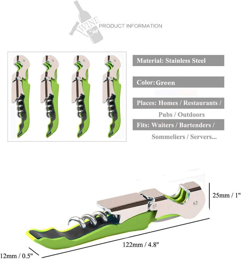 Kit-Home Professional Waiter Corkscrew Wine Openers Set (4 PCS),Upgraded With Heavy Duty Stainless Steel Hinges Wine Key for Restaurant Waiters, Sommelier, Bartenders - Image 2