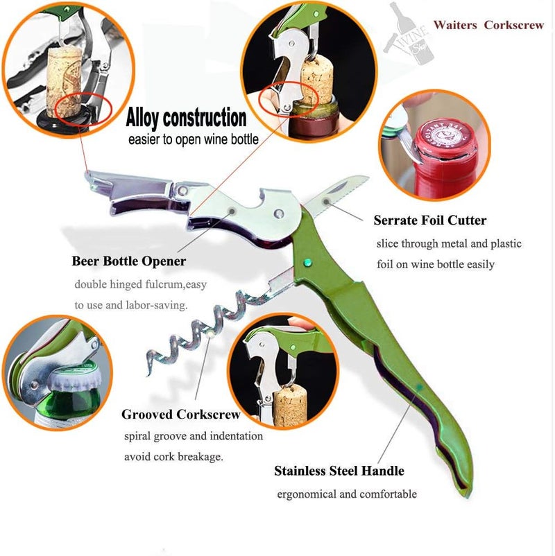 Kit-Home Professional Waiter Corkscrew Wine Openers Set (4 PCS),Upgraded With Heavy Duty Stainless Steel Hinges Wine Key for Restaurant Waiters, Sommelier, Bartenders - Image 3