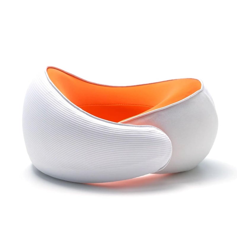 COIF Premium Memory Foam Travel Neck Pillow with Free Leather Storage Bag | Ergonomic 360° Support Headrest Cushion for Airplane, Car & Office | Perfect Travel Accessories for Men & Women (White) - Image 1